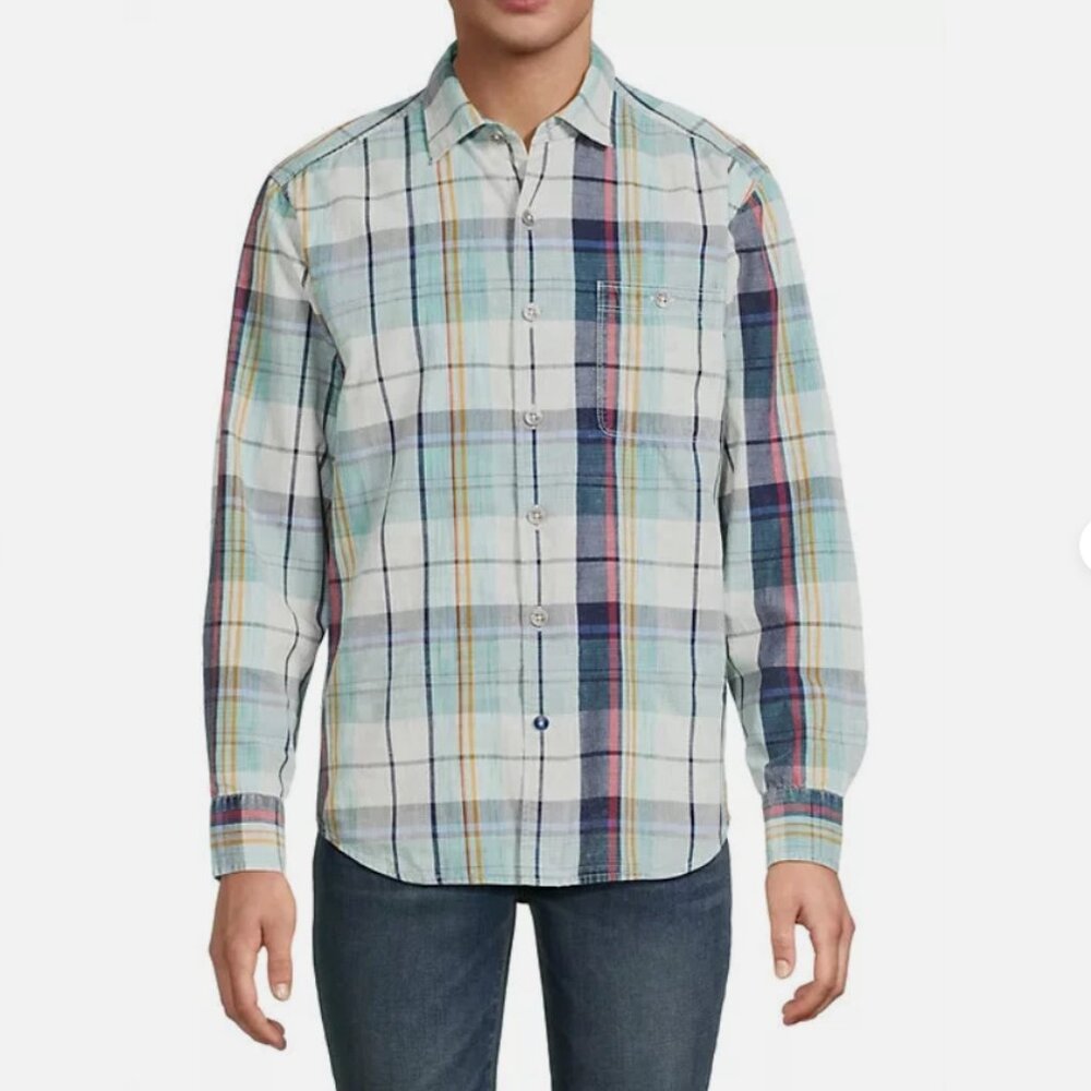 Tommy Bahama Mens Tortola Sunwash Check Long-Sleeve Shirt Azul Mar 3XL
